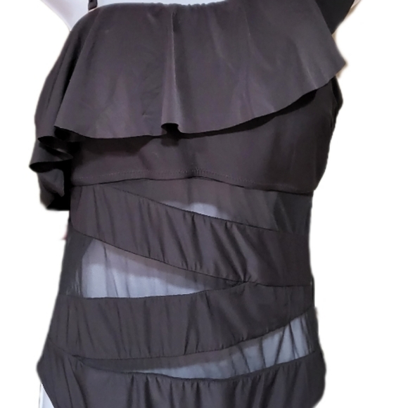 Mermaid Swimwear, Inc. Mesh-Inset Ruffle Asymmetric Off-Shoulder One-Piece - Picture 3 of 6